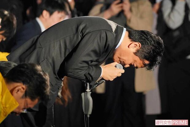 2024年11月28日に街頭演説で不倫を謝罪する玉木雄一郎(写真/週刊女性写真班)