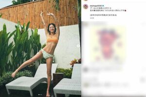 リゾート施設でビキニになっている様子を投稿した、みちょぱこと池田美優（本人のインスタグラムより）