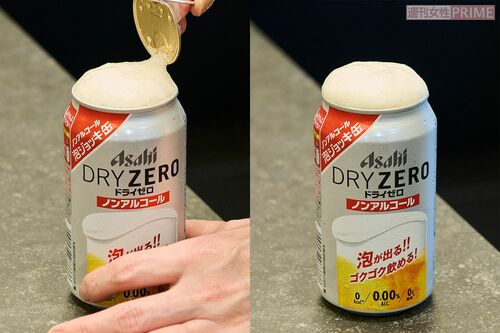 フタを開けると本物のビール同様、きめ細かい泡が立って驚き! 撮影/山田智絵