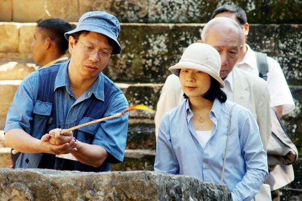 ホンジュラスのコパン遺跡を視察した清子さん。国際親善にも尽力した('03年11月)