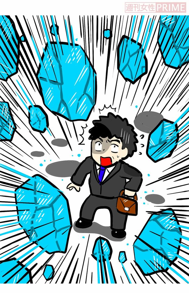 大粒の雹は石が空から降ってくるのと変わらない　イラスト／こうき　驚きなのはその大きさだという。