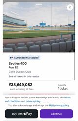 大谷翔平が登板するワールドシリーズのチケット。マウンドの近くであるバックネット裏の席は1席3000万円を超える出品も（販売サイトより）