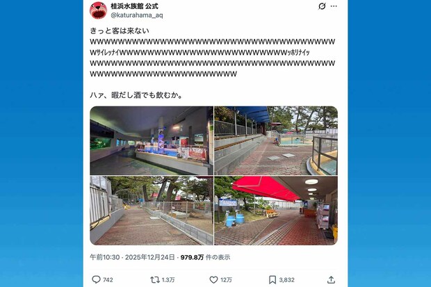 クリスマスイヴの自虐投稿が“万バズ”した桂浜水族館（公式Xより）