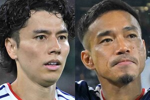 左から田中碧、長友佑都（JMPA代表撮影）