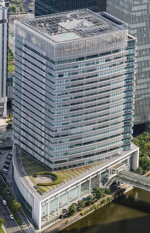 横浜市にある日産自動車本社ビル（共同通信ヘリから撮影）