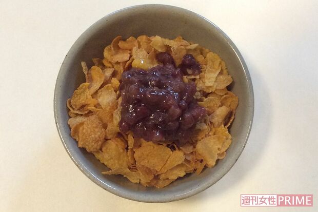 ゆであずき×コーンフレーク