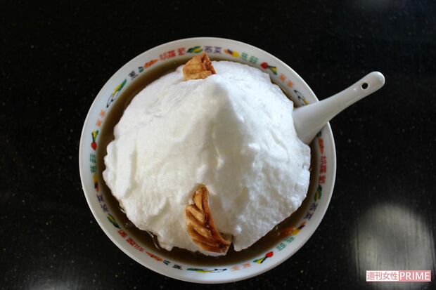 雪見ラーメン1杯に5～6個の卵白を使用