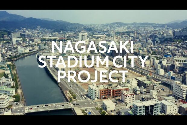 YouTubeで公開された長崎スタジアムシティプロジェクトのCM動画。広大な建設地が映し出される