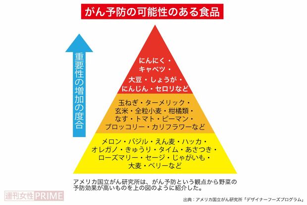 がん予防の可能性ある食品(重要度順)