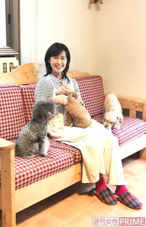 木下千春さん　SJメイト。40代で主婦からモデルへと転身。身体を動かすことが大好きで、ダンスインストラクターとしても活躍。トリマーの資格を持ち、動物愛護活動も行っている。