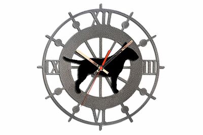 メタルクロック【ブルテリア】シルバーメタルの文字盤にブルテリアのシルエットが抜群に映える!