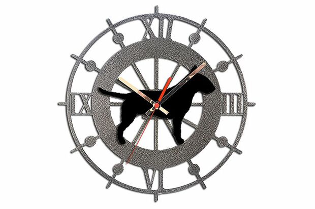 メタルクロック【ブルテリア】シルバーメタルの文字盤にブルテリアのシルエットが抜群に映える！