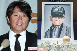 ジャニーズの長男・近藤真彦と、ジャニー喜多川氏の遺影
