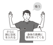 血圧ストレッチ2 腕を横に下ろして曲げ、胸を広げながらさらに息を吸い込む。