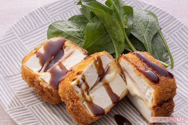 押し豆腐でハムチーズかつ