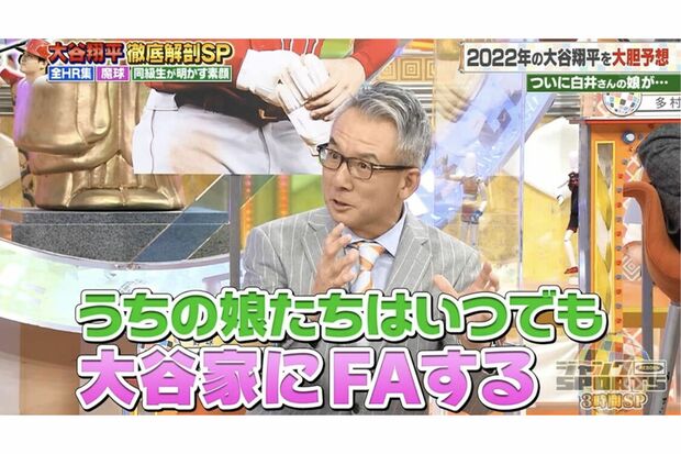 2022年1月『ジャンクSPORTS』で娘と大谷翔平の結婚について語った白井一幸氏