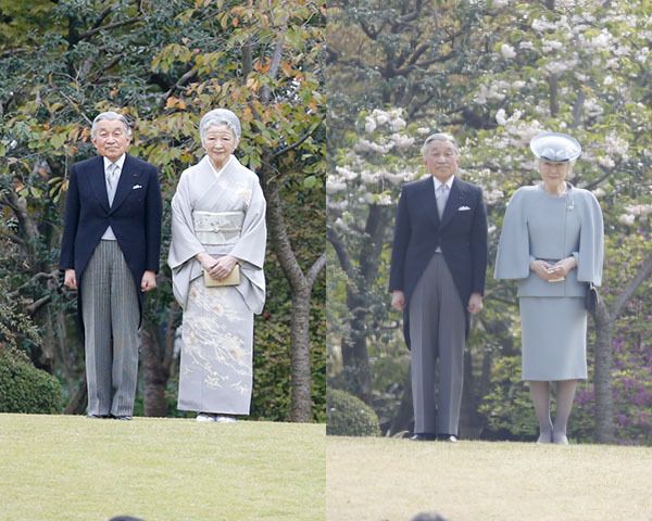  左が2014年春の和装、右が同年秋の洋装