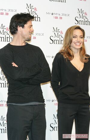 アンジーと出会った『Mr.&Mrs.スミス』でツーショット会見('05年)(撮影/本誌写真班)