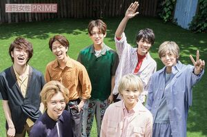 (左上から時計回りに)森田美勇人、諸星翔希、萩谷慧悟、真田佑馬、長妻怜央、安井謙太郎、阿部顕嵐　撮影／廣瀬靖士