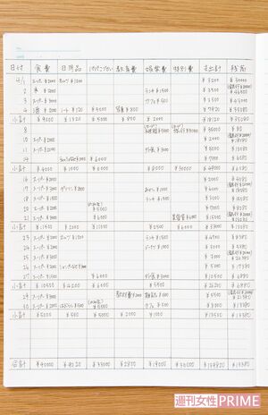 月の家計簿記入例
