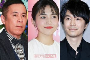 (左から)岡村隆史、川口春奈、長谷川博己