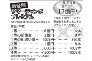 サマージャンボ プレミアム1等・前後賞 合わせて12億円!