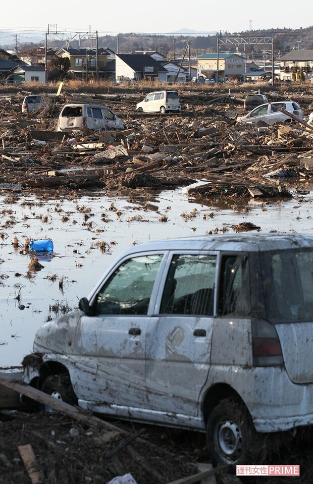 泥は粘着質で、一度ついた泥はなかなか落とせない（2011年3月12日）