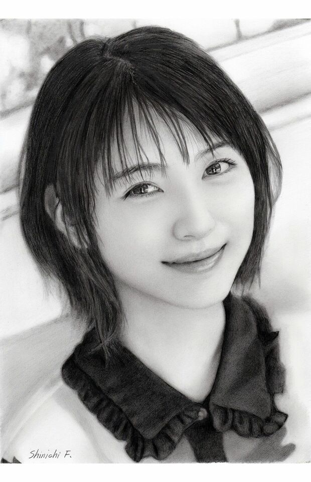 浜辺美波（鉛筆画）