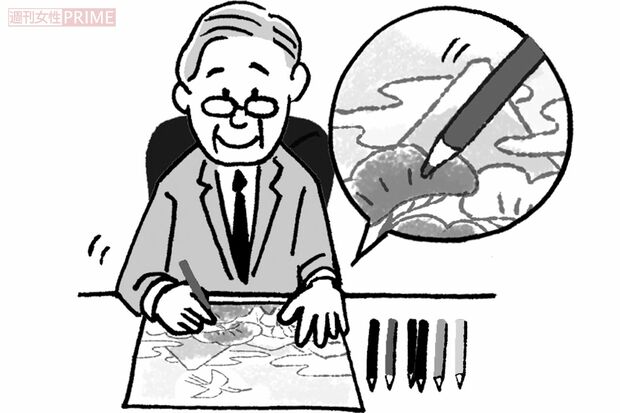 ぬり絵はマインドフルネスに効果的（イラスト／上田英津子）