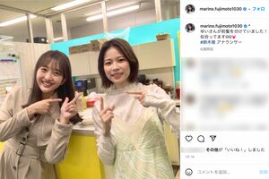 藤本万梨乃アナが投稿した鈴木唯アナのイメチェン姿（インスタグラムより）