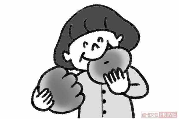 菓子パンが好きでよく食べる（イラスト／アサミナオ）