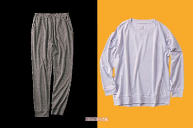 ワークマンリカバリーウェア　レディースメディヒール（R）ルーム長袖シャツ、ロングパンツ　各1900円／ワークマン