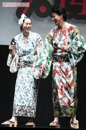 菅田将暉、小栗旬／'17年・映画『銀魂』ジャパンプレミアにて