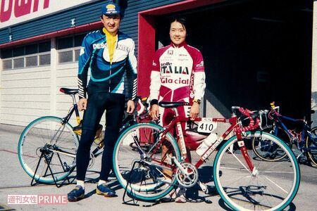 1999年、茂木100キロ「サイクルマラソン」に夫・繁男さんと参加。初めて買ったロードレーサーに乗って