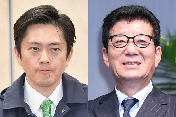 吉村洋文大阪府知事（左）と松井一郎大阪市長（右）、はともに「日本維新の会」の盟友だが……。