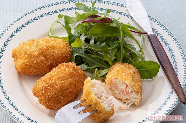 塩豆腐でカニカマクリームコロッケ