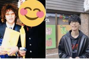 成人式のときに撮った写真（左）と、43歳になって同じ場所で撮った写真（右）をアップした大石昌良（Xより）