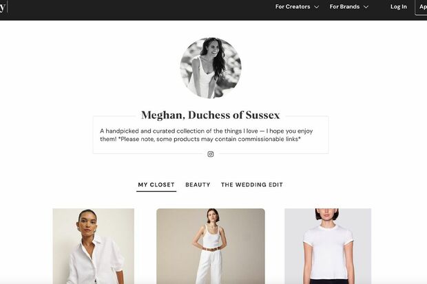 メーガン妃が2025年3月25日までに開設した『shopmy』というウェブサイト