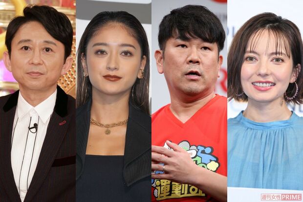 左から、有吉弘行、みちょぱこと池田美優、FUJIWARA藤本敏史、ベッキー