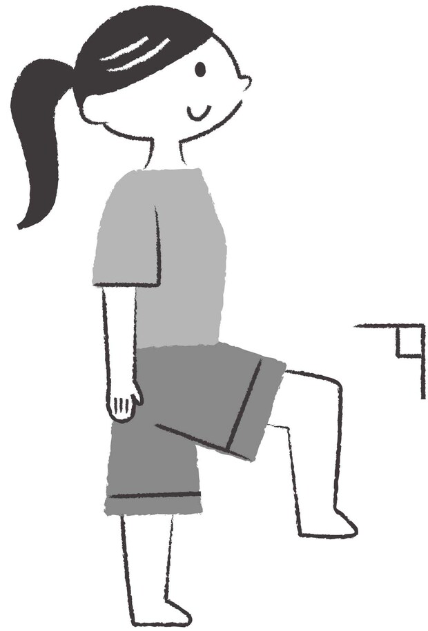 ふらつきがち・踏ん張りがきかない人におすすめ「片脚立ち」トレ（イラスト/石山綾子）