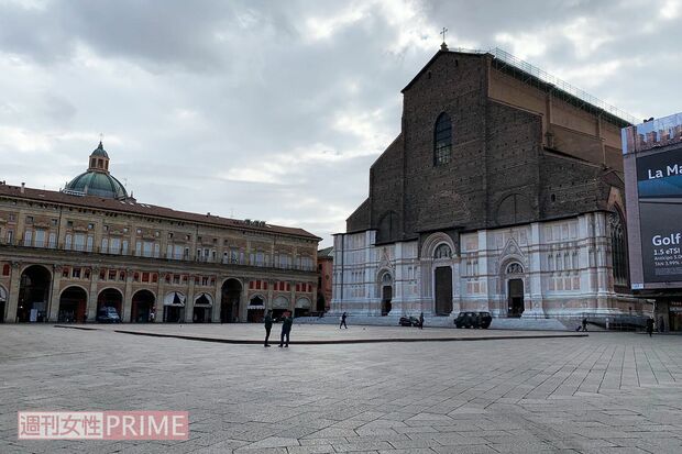 ロックダウン中のボローニャ市内中心部（中村さん提供写真）