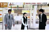 7月4日、テレビ朝日系『羽鳥慎一モーニングショー』に出演した、左から織田裕二、伊藤沙莉、中島健人。織田の焼けた肌に注目が集まった（放送回より）
