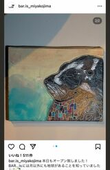 沖縄県・宮古島にある中村昌也が勤めるバーのインスタグラムには、大野智が描いたと思われる「アザラシ」の絵が