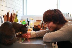 ロシアンブルー×中村倫也くん　写真集『ねこ男子』（TCエンタテインメント）より