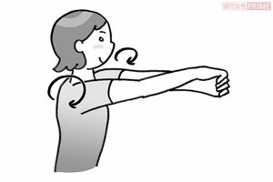 ワザ2：「くねくね肩回し」10秒（イラスト／榊原ゆう）
