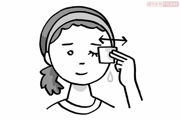 ワザ10：「マイボーム洗顔」（イラスト／榊原ゆう）