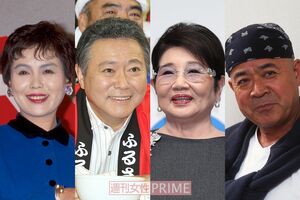 （左から）上沼恵美子、小倉智昭、泉ピン子、黒沢年雄