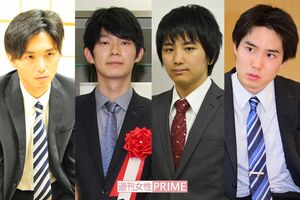 左から都成竜馬棋士、斎藤慎太郎棋士、黒沢怜生棋士、佐々木勇気棋士