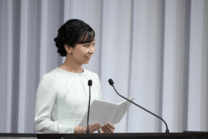 9月19日に開幕する第20回アジア競技大会の結団式で日本選手団に応援の言葉を述べる佳子さま(2026年8月19日)