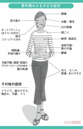 更年期のさまざまな症状　イラスト／岡本典子